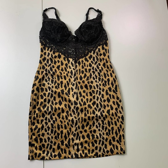 SOLD Vintage Y2K 34B Victoria Secret Bodycon Leopard Print Brown Black  Dress - Picture 2 of 11